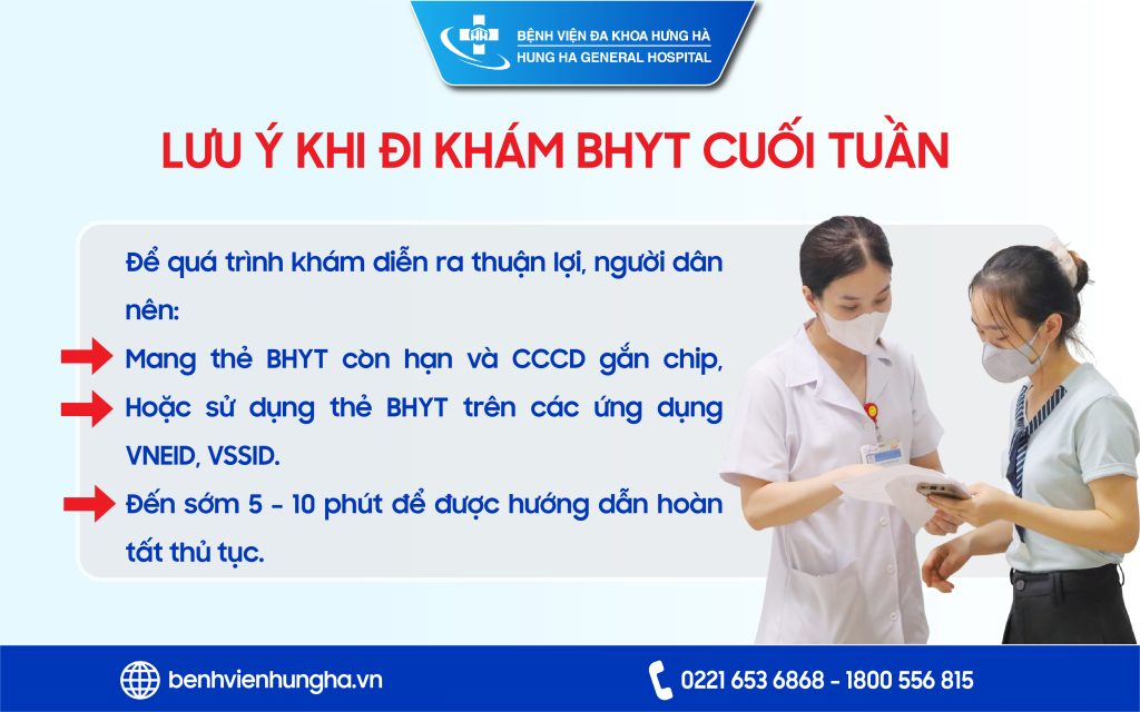 GÓC GIẢI ĐÁP: BVĐK HƯNG HÀ CÓ KHÁM BẢO HIỂM Y TẾ 
VÀO CUỐI TUẦN KHÔNG?
